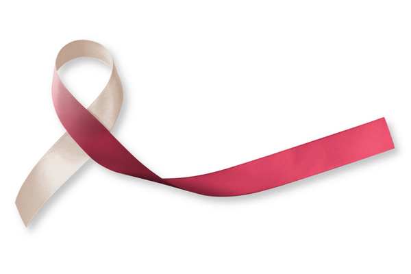 Red ribbon for bringing awareness to oral cancer.